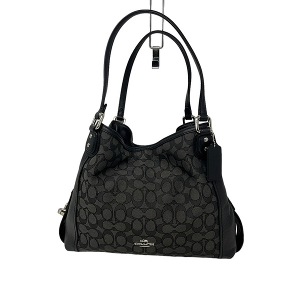 Coach Edie Shoulder Bag 31 Signature Canvas and Leather Horse and Carriage Tote - Picture 1 of 15